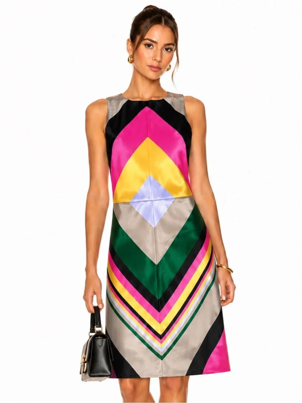 J.CREW Colorblock Chevron Sleeveless Shift Dress - Multicolor